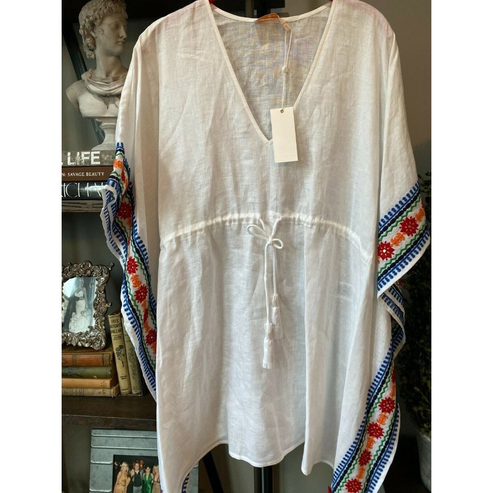 Tory Burch Ravena Embroidered Linen Beach Caftan - Picture 7 of 12
